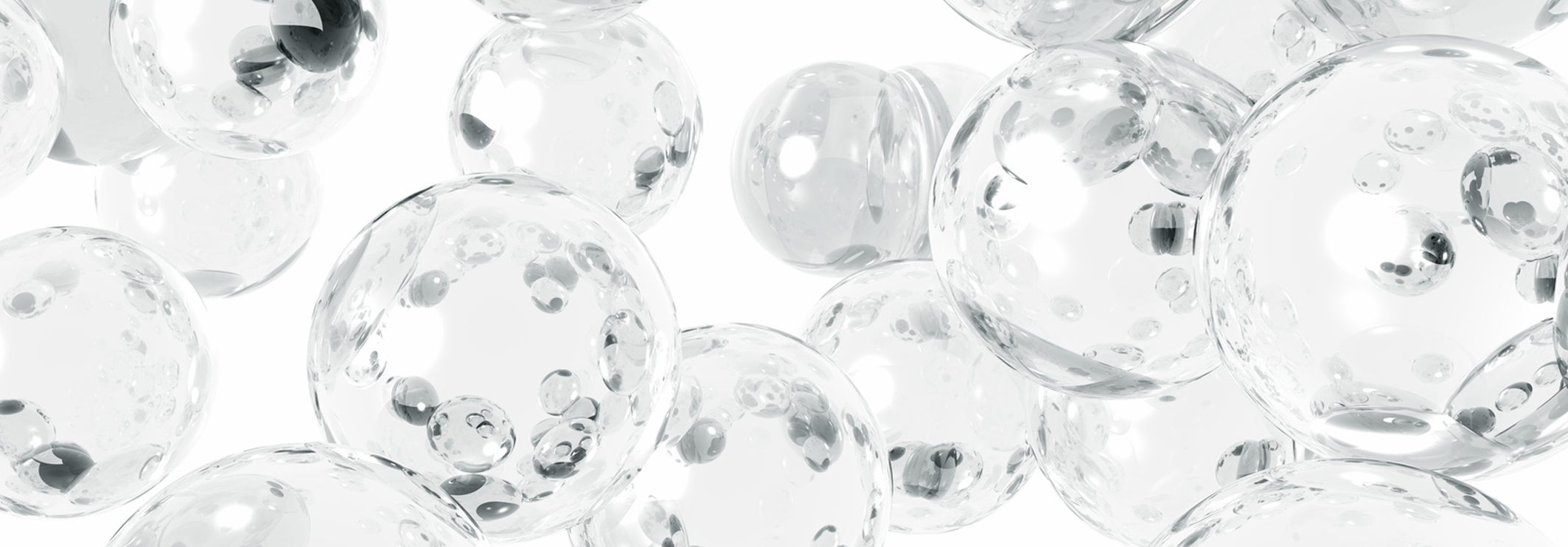 Billes translucides en suspension